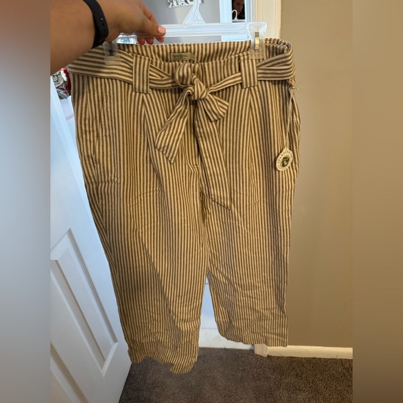 Spartina 449 NWT Lawton Stripe Crop Pant in Tannin Stripe Size 14 - Picture 3 of 10